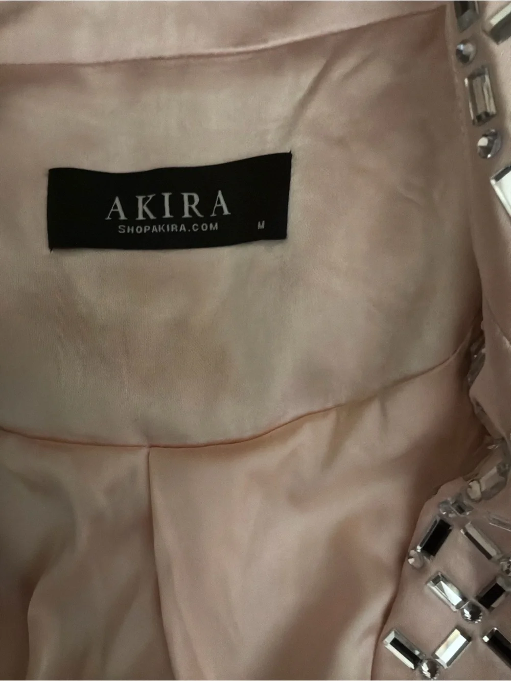 AKIRA Blush Pink Mirrored Stud Embellished Blazer